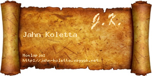 Jahn Koletta névjegykártya